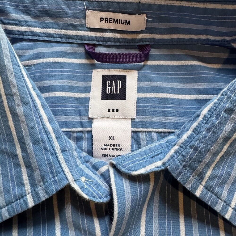 GAP Blue and White Striped Dress Shirt